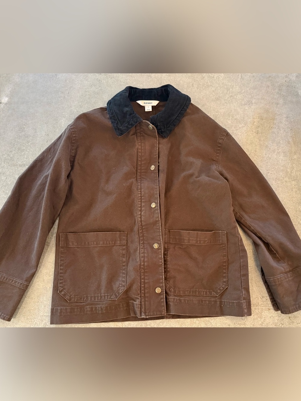 Old Navy Brown Barn Jacket with Black Corduroy Collar S